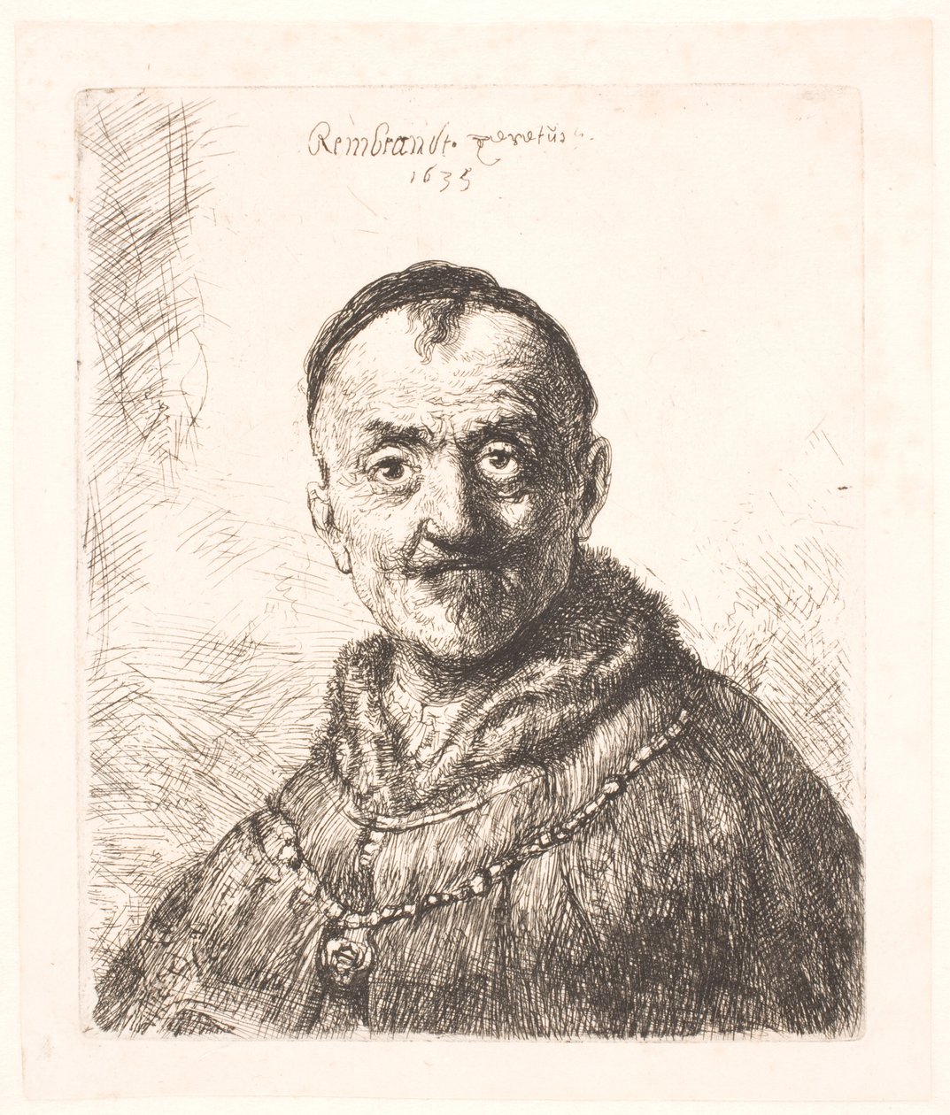 Het eerste oosterse hoofd (Rembrandts vader?) door Rembrandt van Rijn