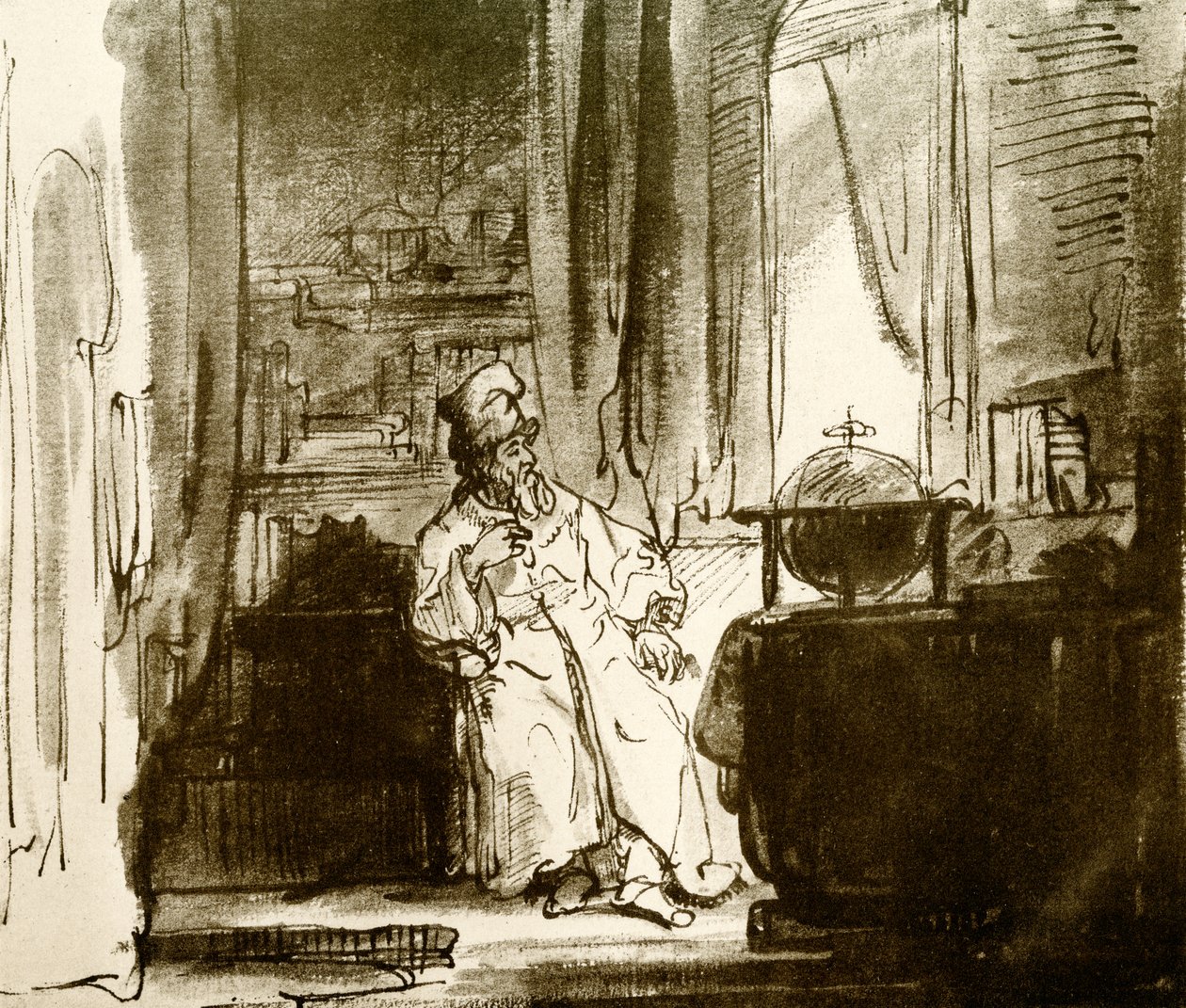 De filosoof door Rembrandt van Rijn