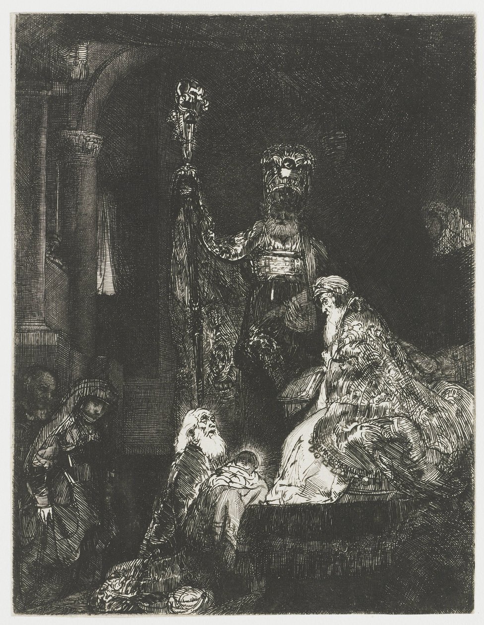 De presentatie in de tempel in de donkere manier door Rembrandt van Rijn