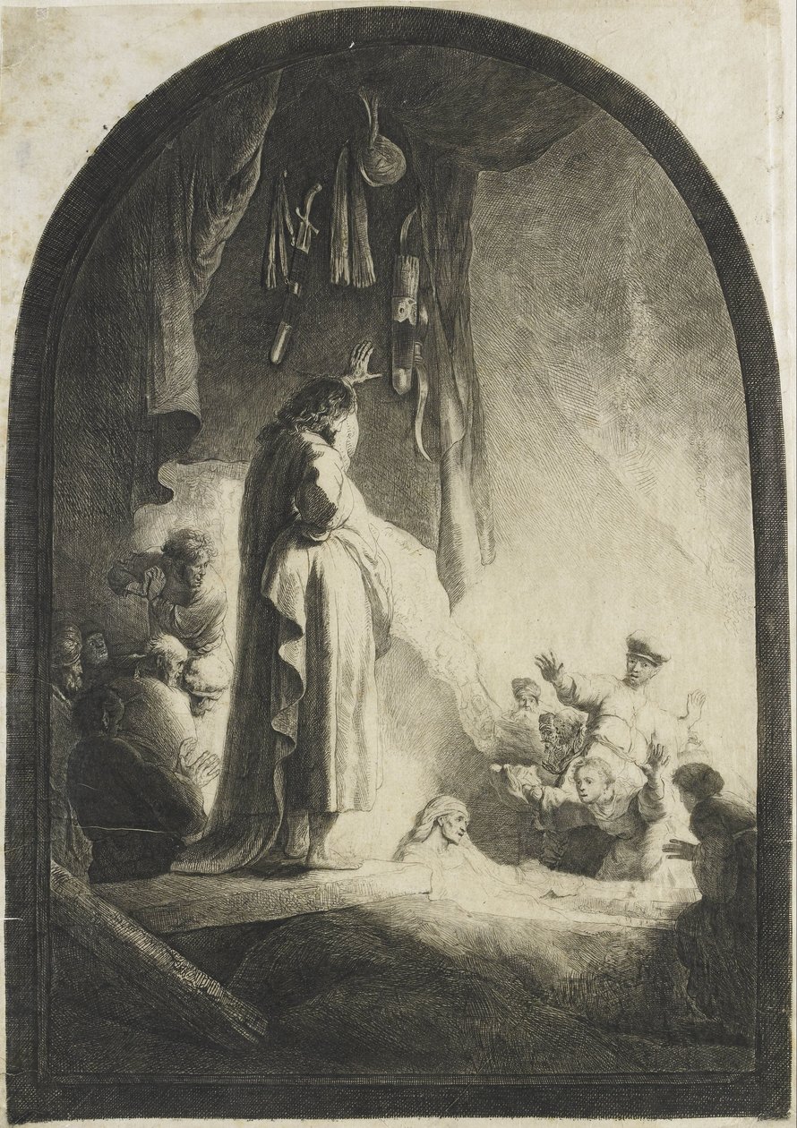 De opwekking van Lazarus: de grotere plaat door Rembrandt van Rijn