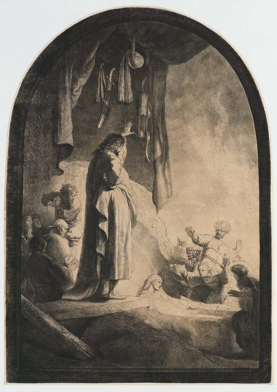 De opwekking van Lazarus: de grotere plaat door Rembrandt van Rijn