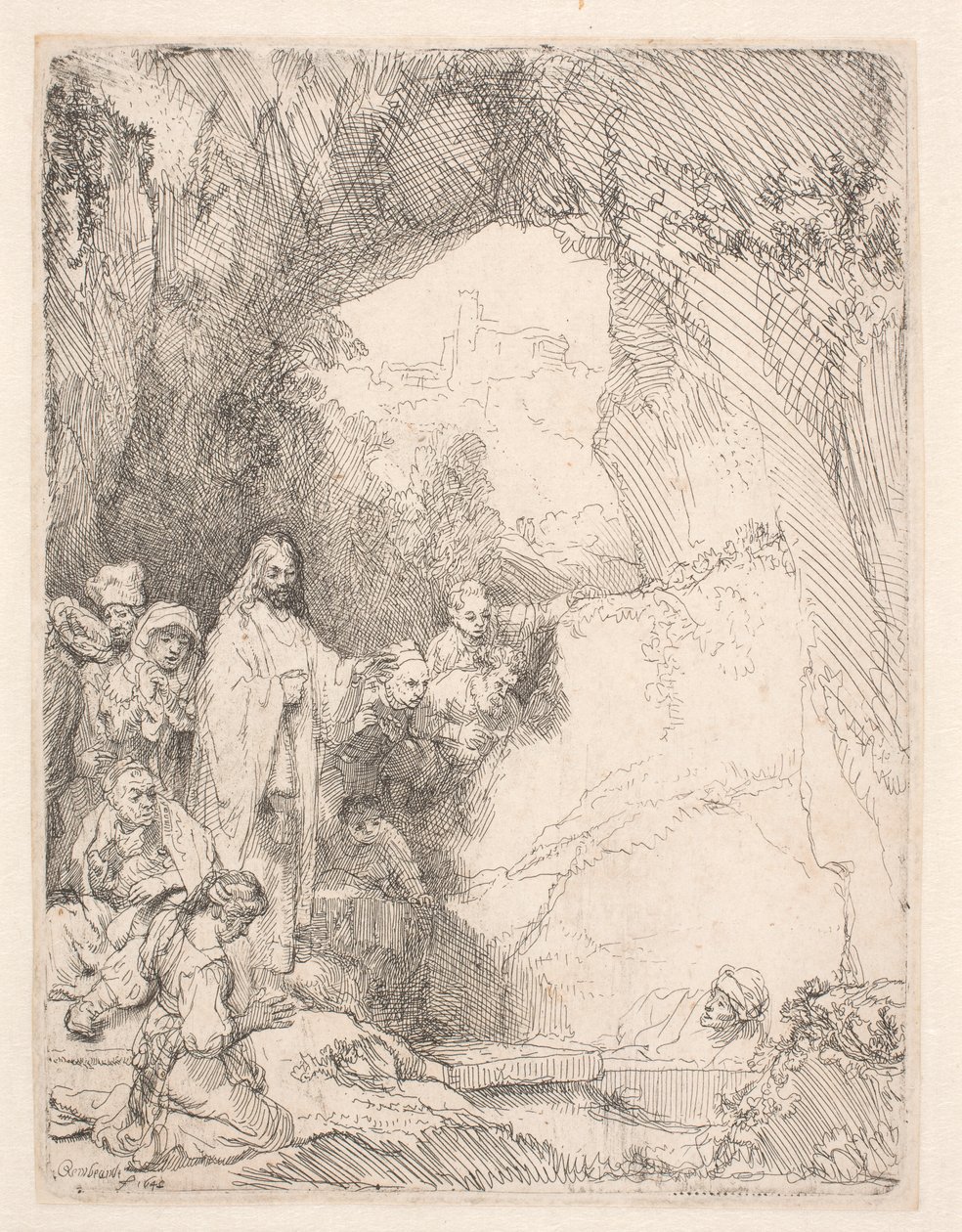 De opwekking van Lazarus: de kleinere plaat door Rembrandt van Rijn