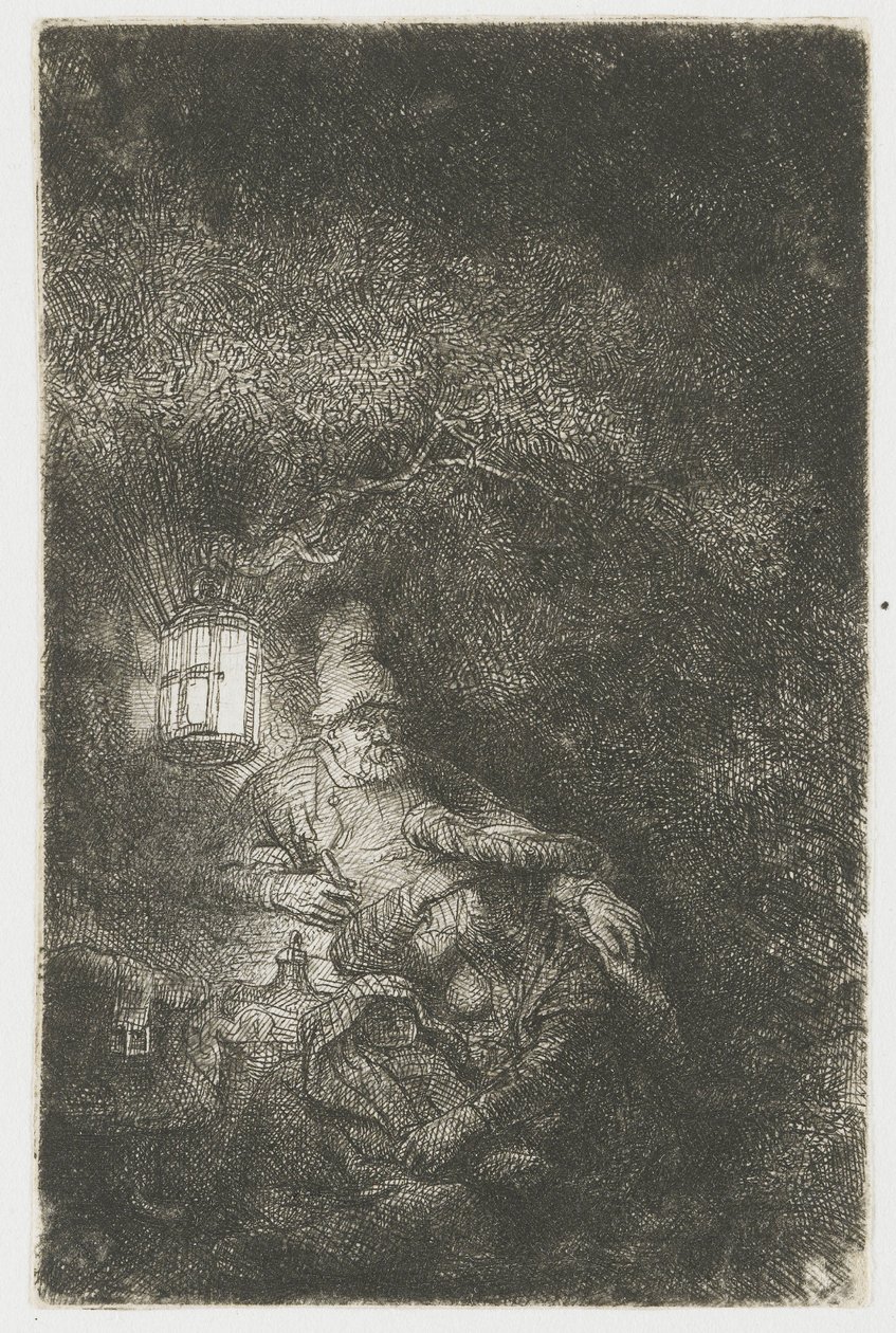 De rest van de vlucht naar Egypte: een nachtelijk stuk door Rembrandt van Rijn