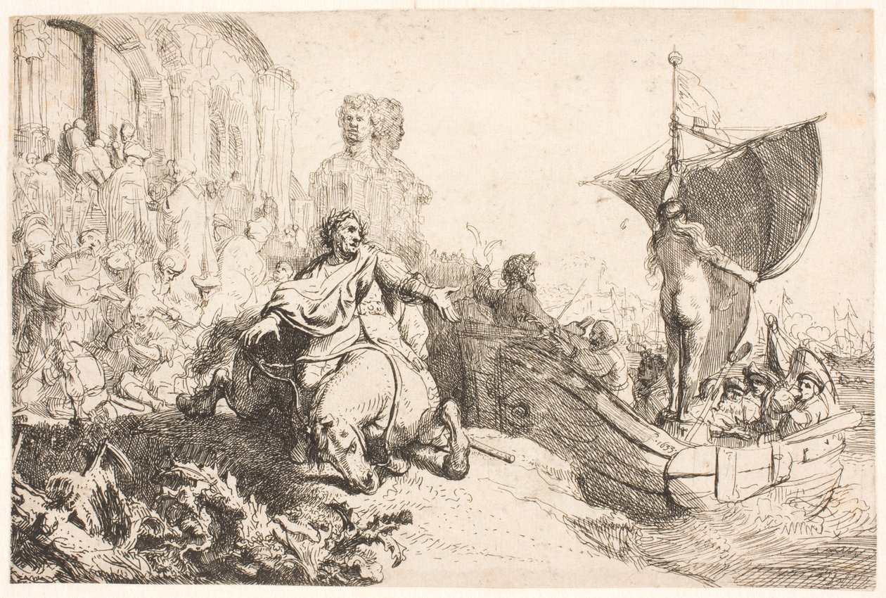 Het schip van Fortuna door Rembrandt van Rijn