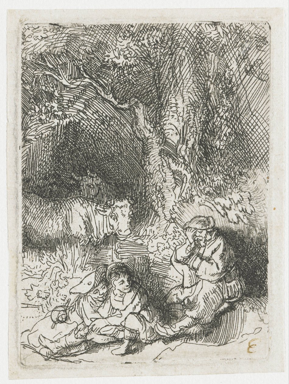 De slapende herder door Rembrandt van Rijn
