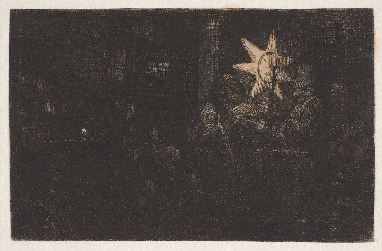De ster van de koningen: een nachtelijk werk door Rembrandt van Rijn