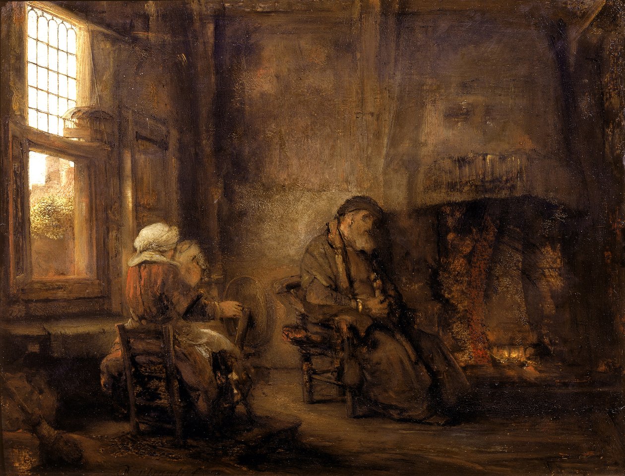 Tobit en Anna wachten op de terugkeer van hun zoon, 1659 door Rembrandt van Rijn