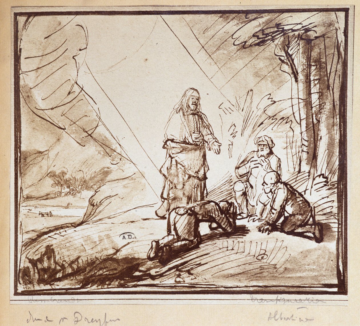 Transfiguratie van Christus (tekening) door Rembrandt van Rijn