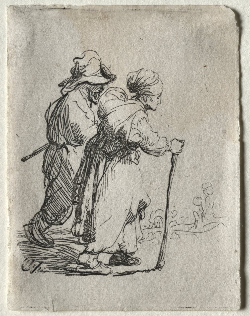Twee Zwerver, een Man en een Vrouw door Rembrandt van Rijn