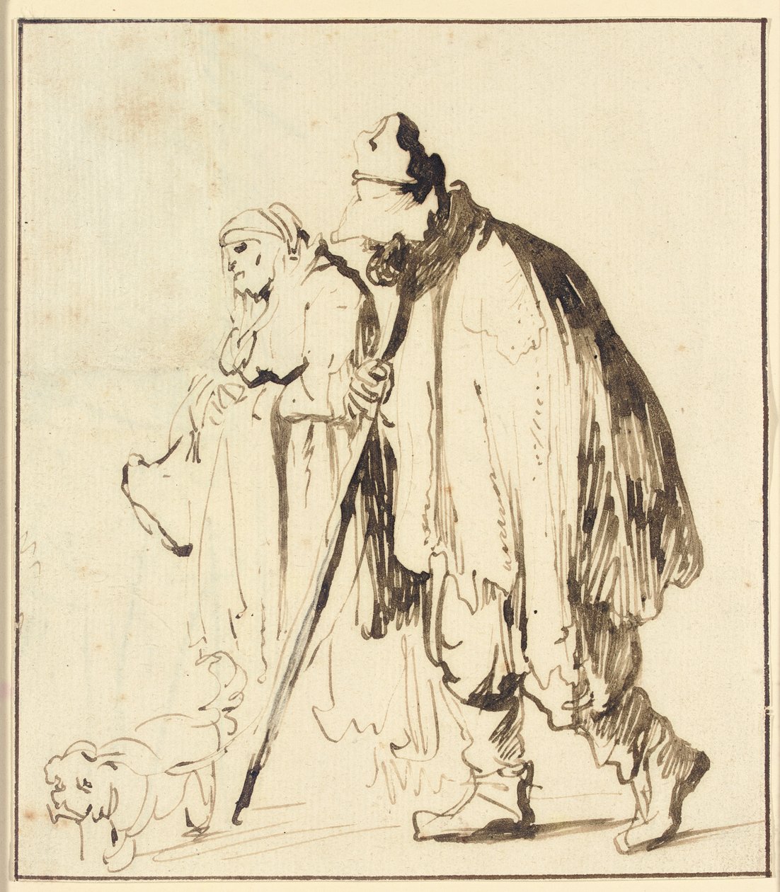 Zwerverpaar met een hond door Rembrandt van Rijn