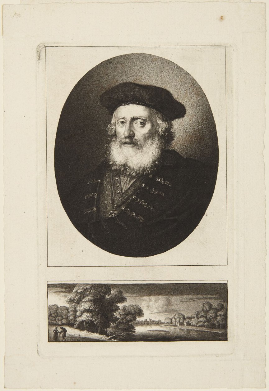 Oude man met toque door Rembrandt van Rijn