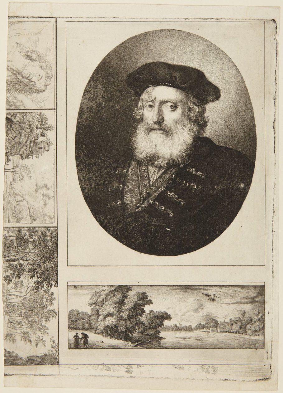 Oude man met een toque door Rembrandt van Rijn