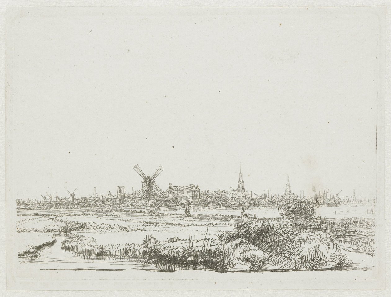 Uitzicht op Amsterdam vanaf de Kadijk door Rembrandt van Rijn