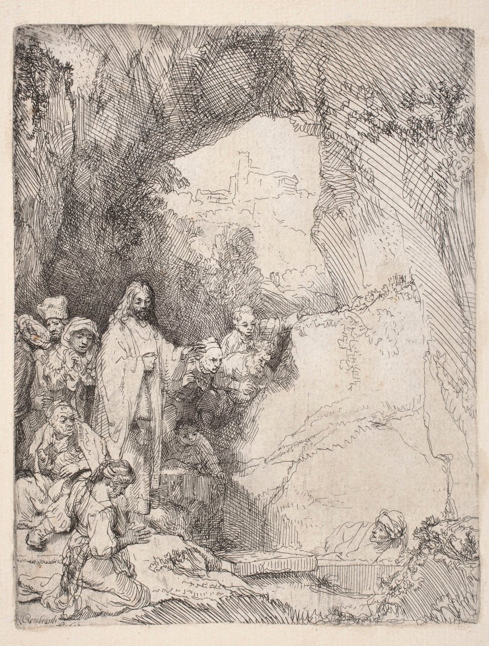 De opwekking van Lazarus (kleine plaat) door Rembrandt van Rijn