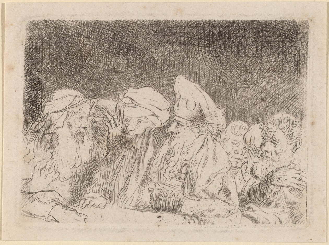 De Farizeeën debatteren (Fragment uit de Honderd Guilder Print) door Rembrandt van Rijn and William Baillie