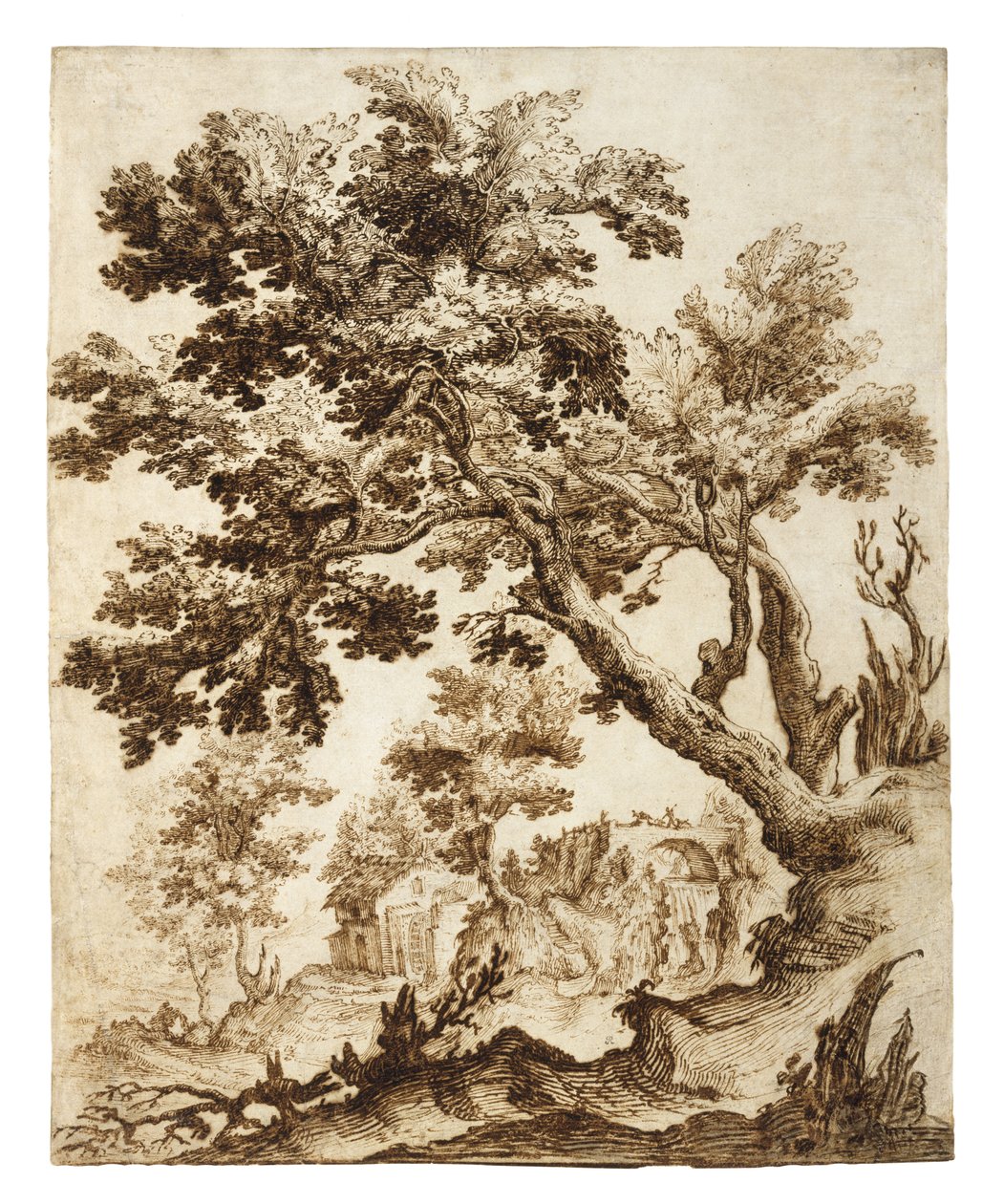 Landschap met Boom en Molen, vroege 1600s door Remigio Cantagallina