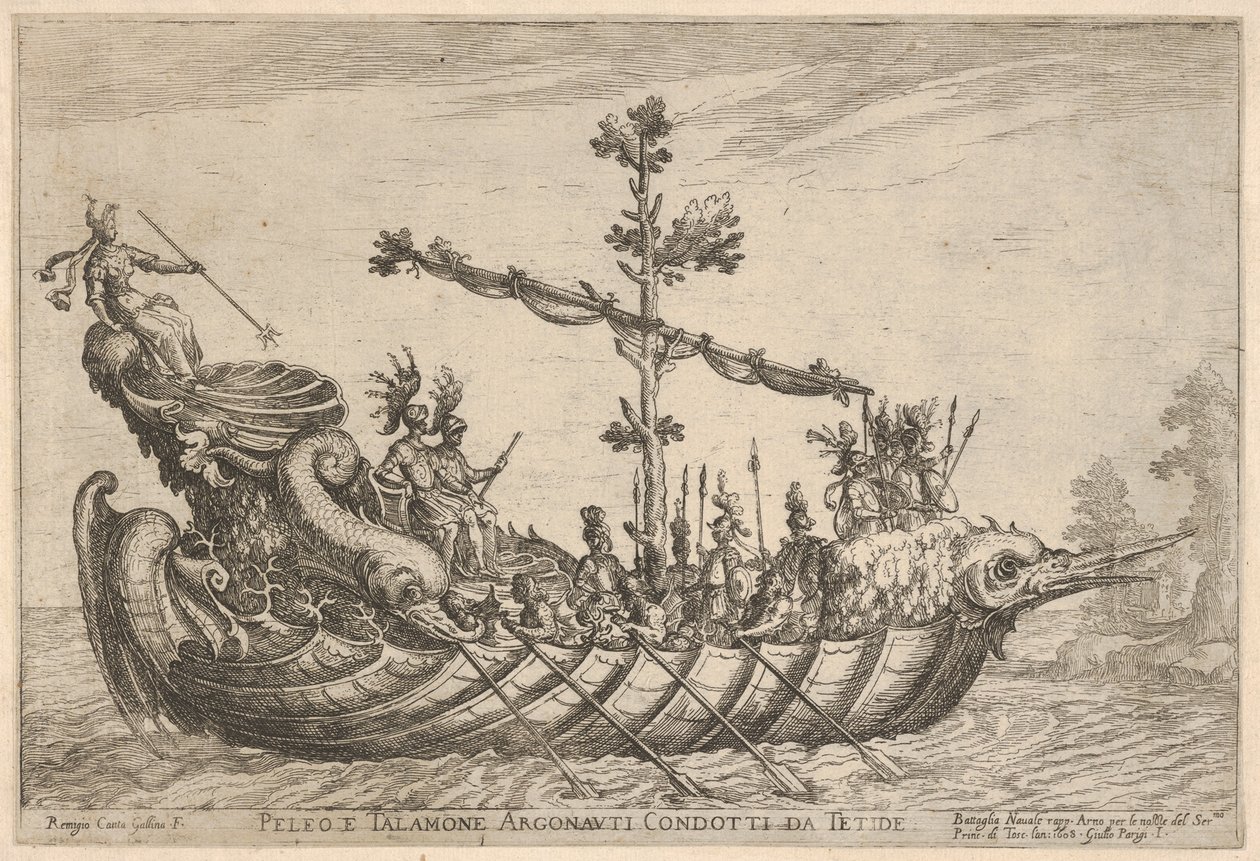 Peleus en Talamon, uit de serie Vaten van de Argonauten, voor de huwelijksviering door Remigio Cantagallina