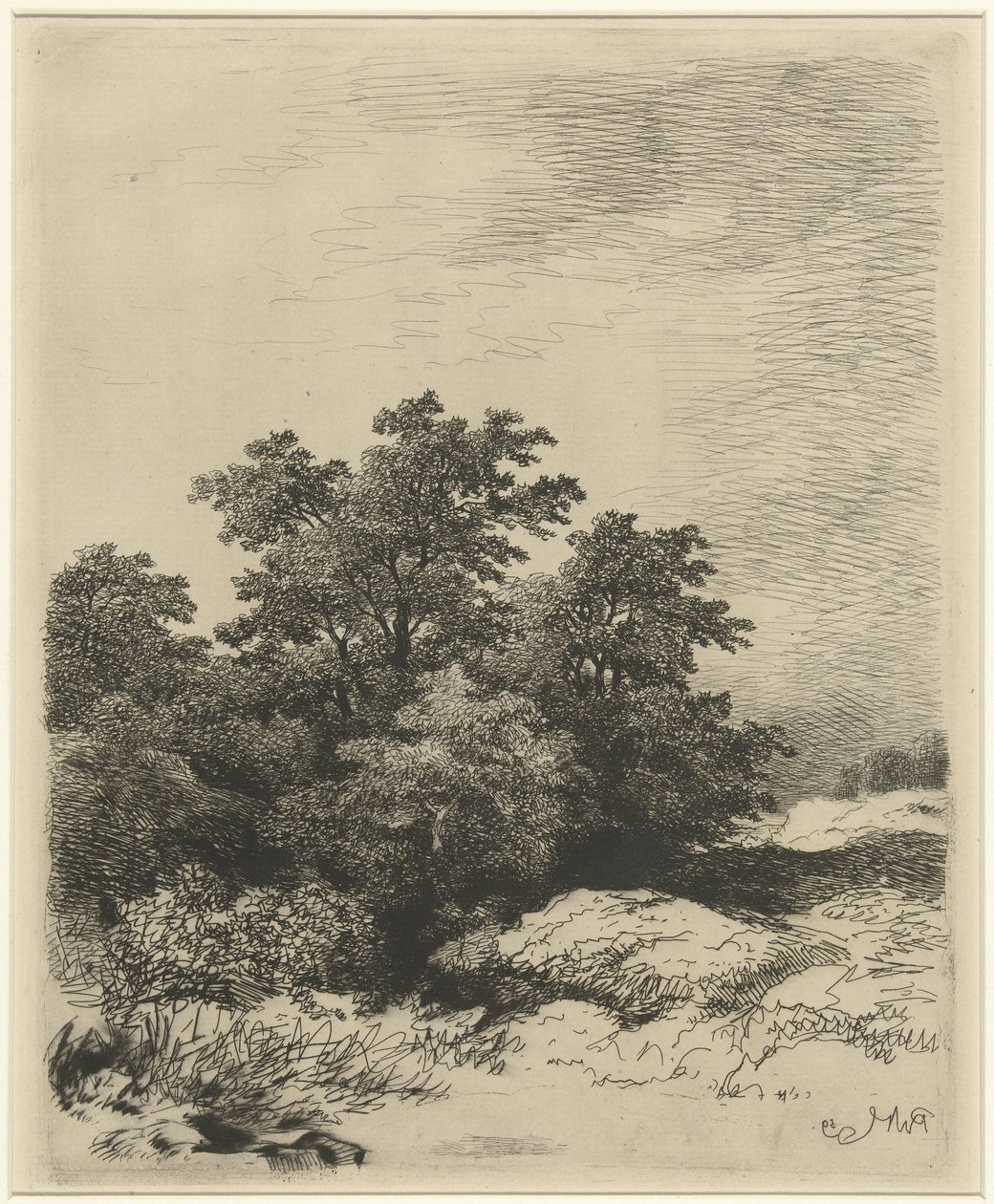 Landschap met bomen door Remigius Adrianus Haanen