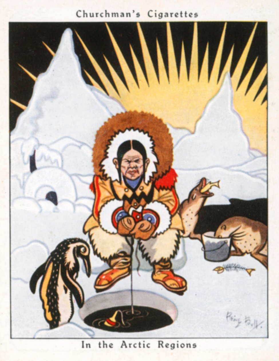 In de poolgebieden (kleurenlitho) door René Bull