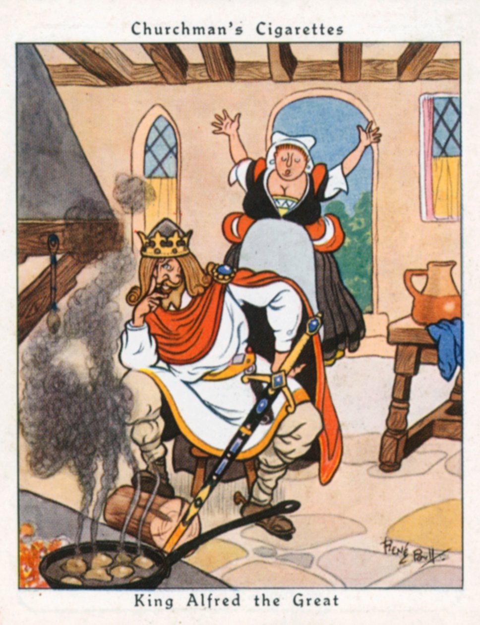 Koning Alfred de Grote (kleurenlitho) door René Bull