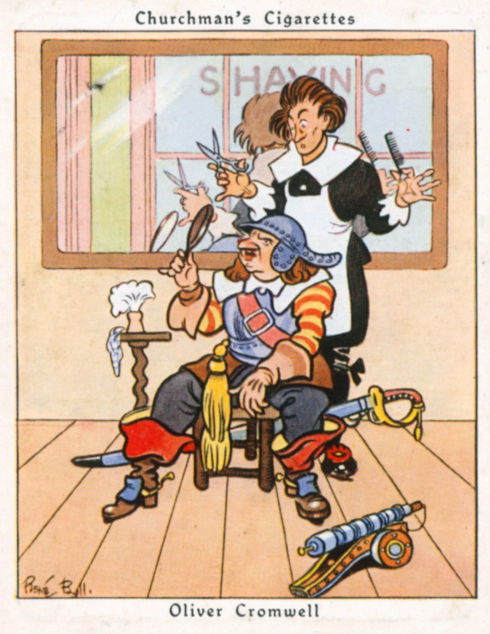 Oliver Cromwell (kleurenlitho) door René Bull