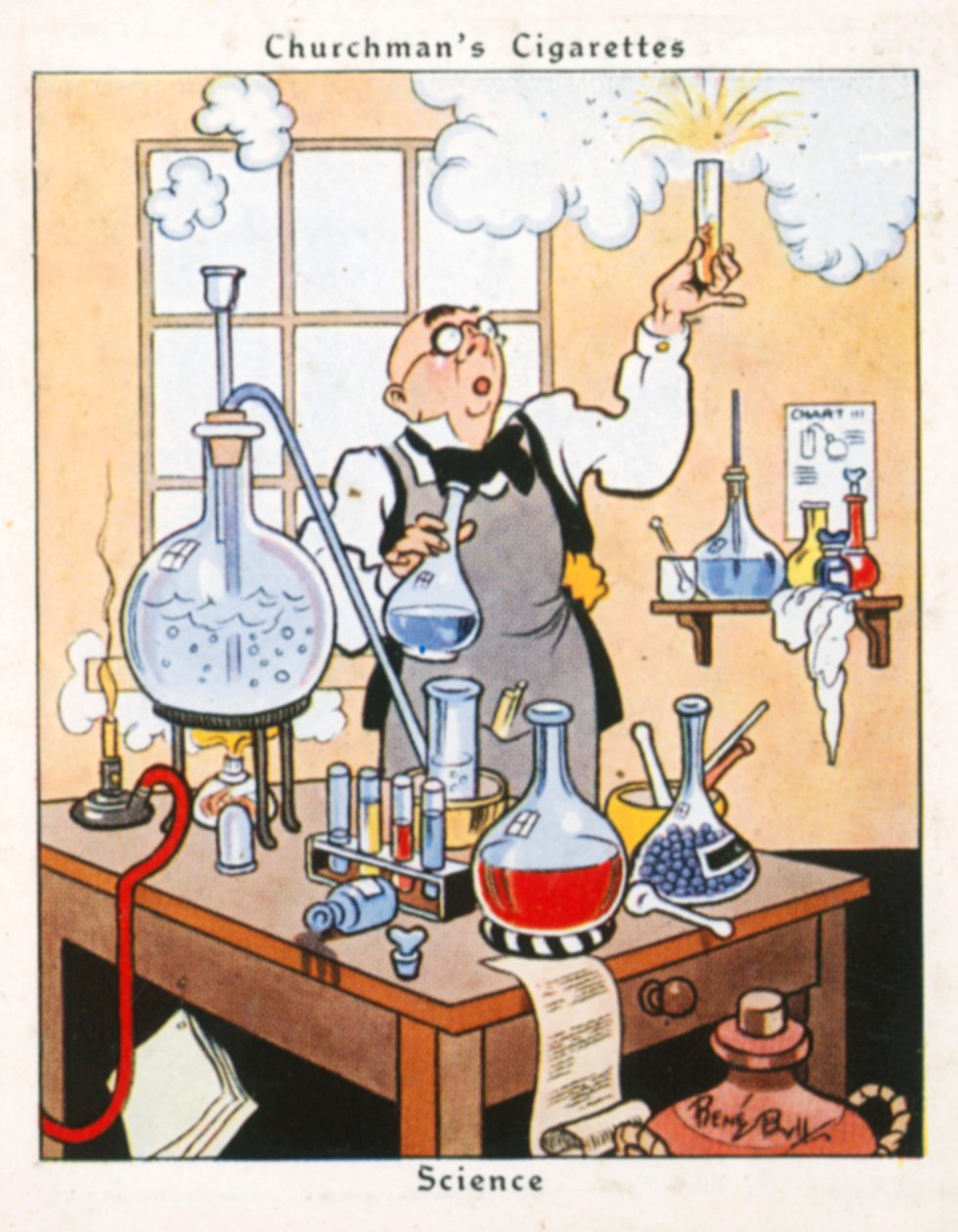 Wetenschap (kleurenlitho) door René Bull