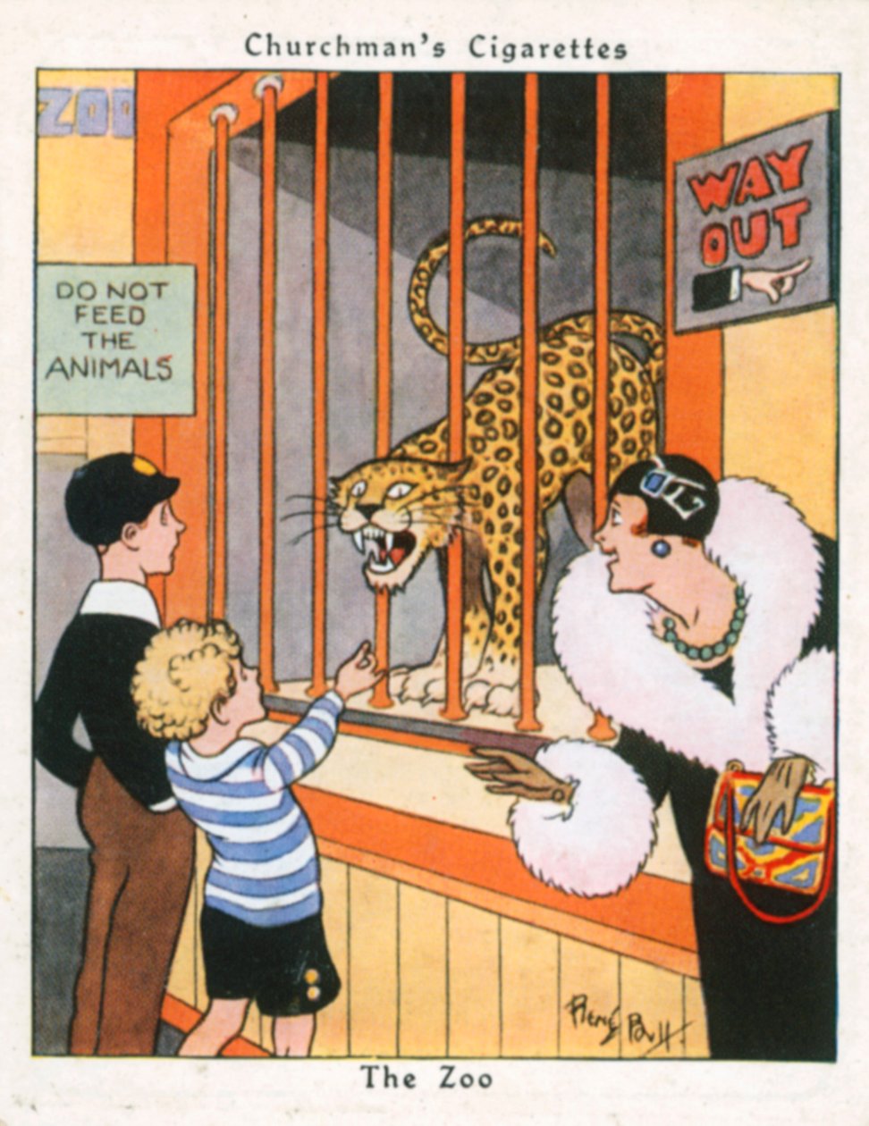 De dierentuin (kleurenlitho) door René Bull