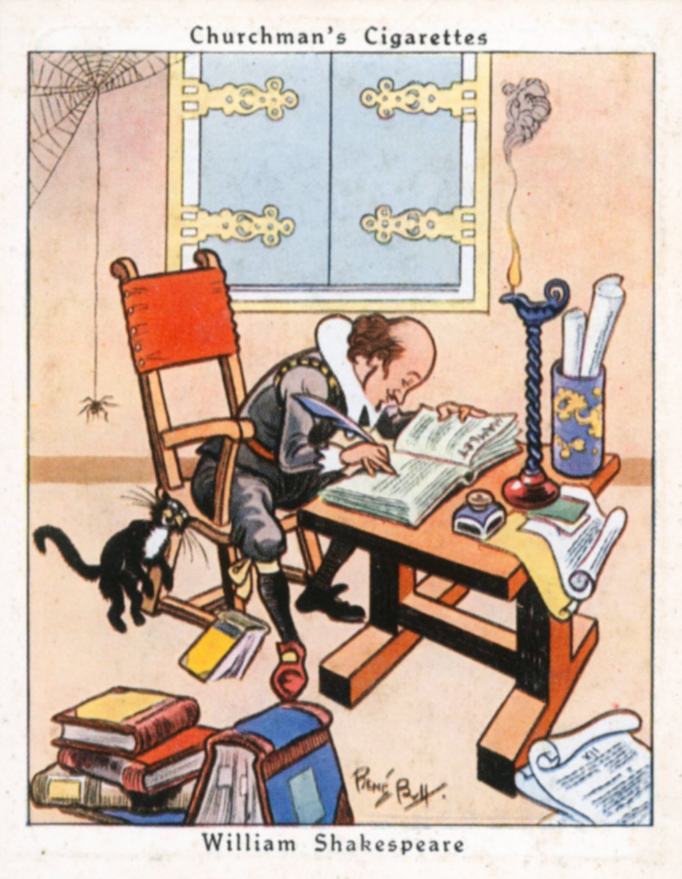 William Shakespeare (kleurenlitho) door René Bull