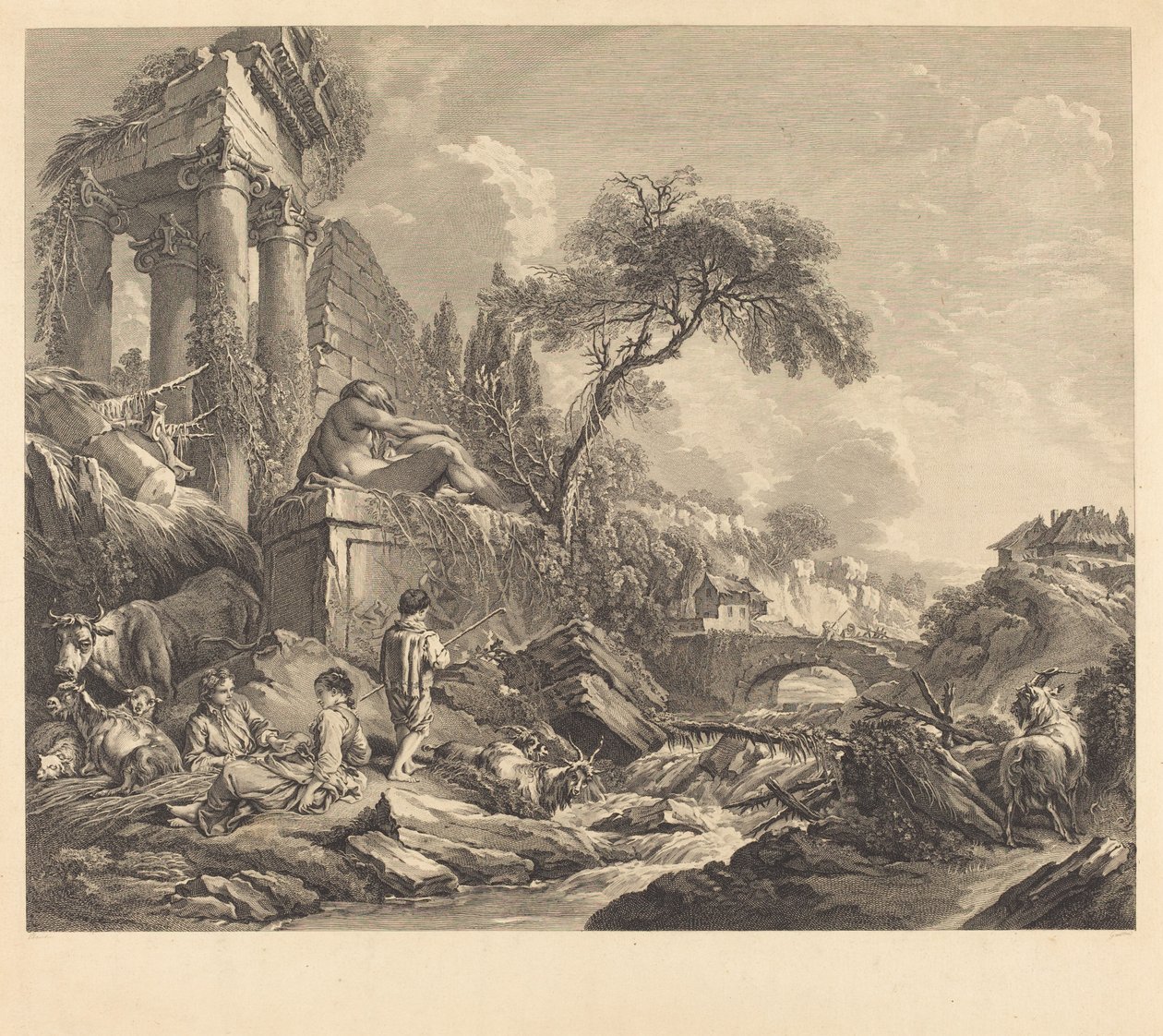 De Mus van Lesbia door René Gaillard after François Boucher