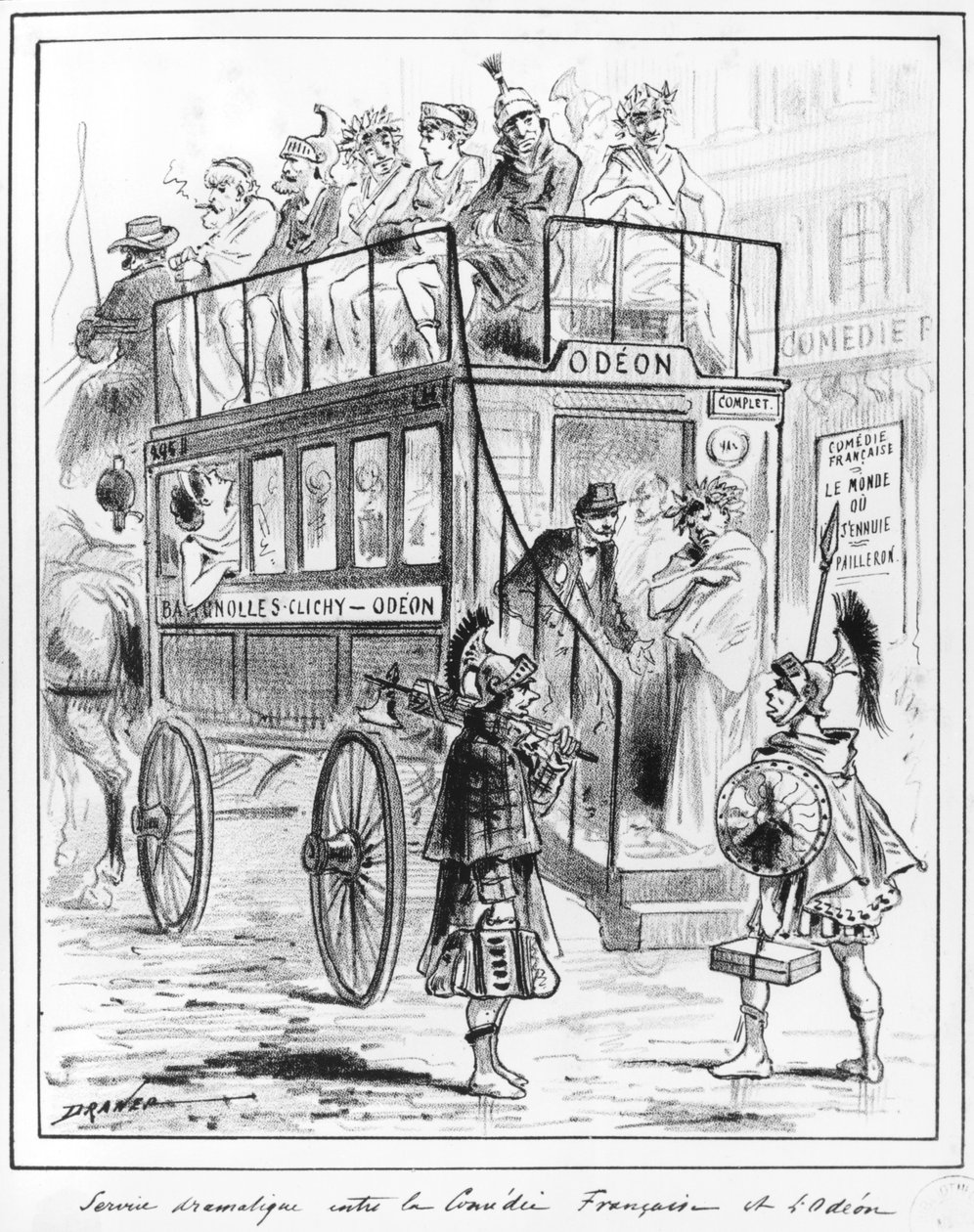 Busdienst tussen de Comedie Francaise en de Odeon door Renard Jules Draner
