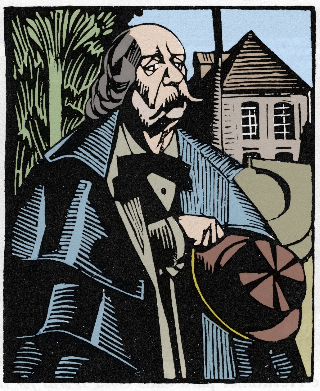 Portret van Gustave Flaubert (1821-1880). Houtsnede door Hermann-Paul (Hermann Paul) (1874-1940) voor het boek van Louis Bertrand 