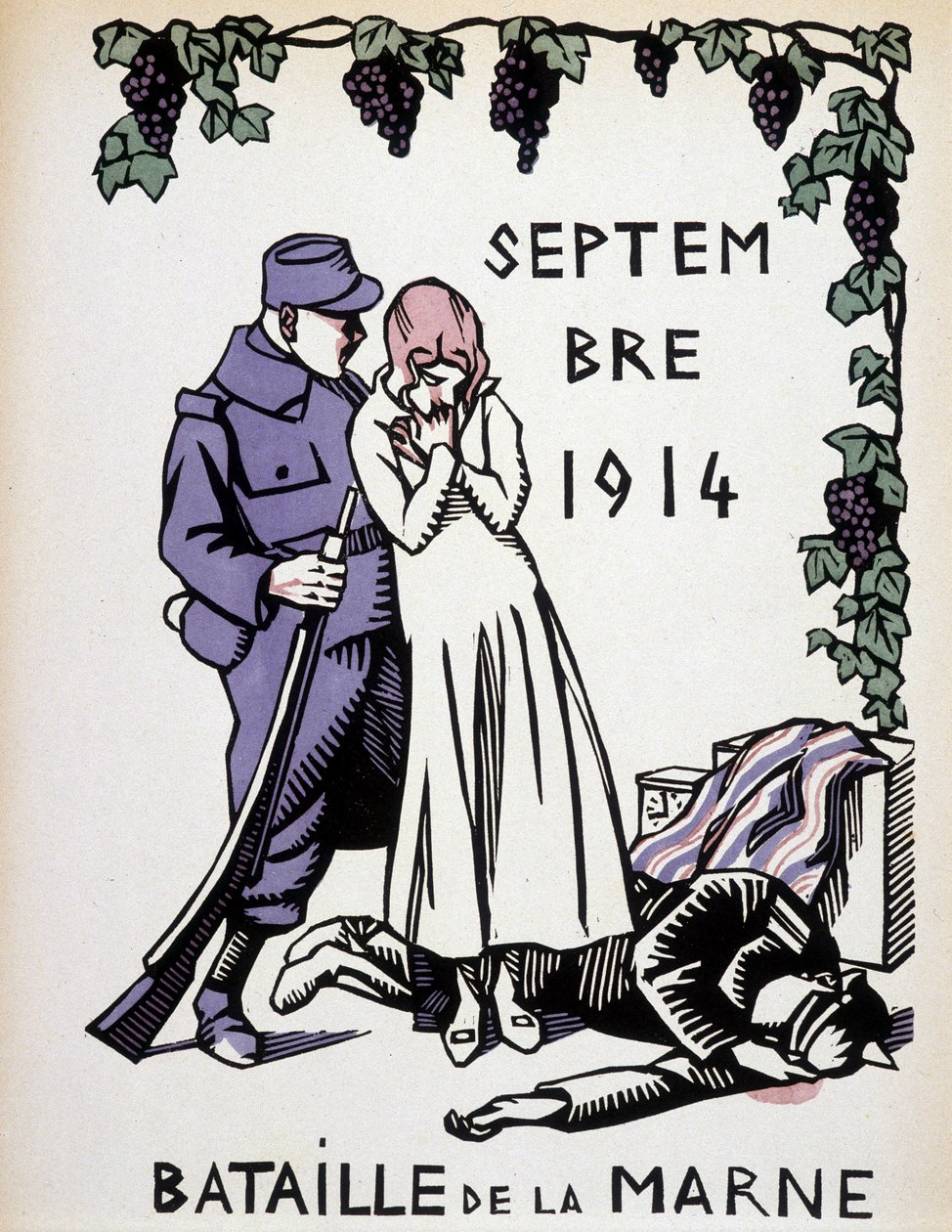 September 1914: Slag bij de Marne - tekening door Herman Paul, in "Calendar of War" uitgegeven in 1916 door Rene George Hermann Paul