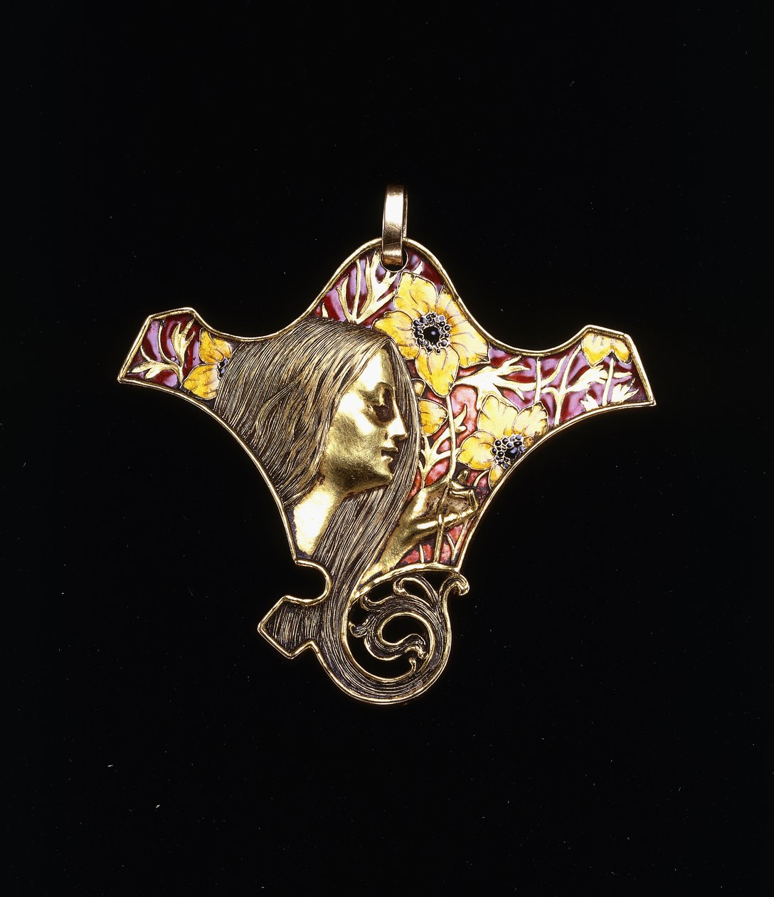 Een hanger met een jonge maagd door Rene Jules Lalique