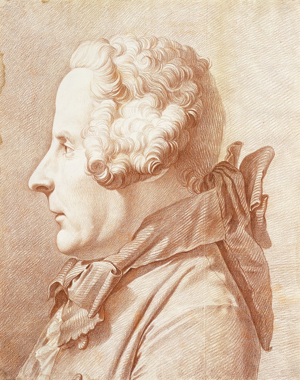 Portret van Monsieur Hertault van Lienay, in profiel, naar links gedraaid door Rene Michel Slodtz