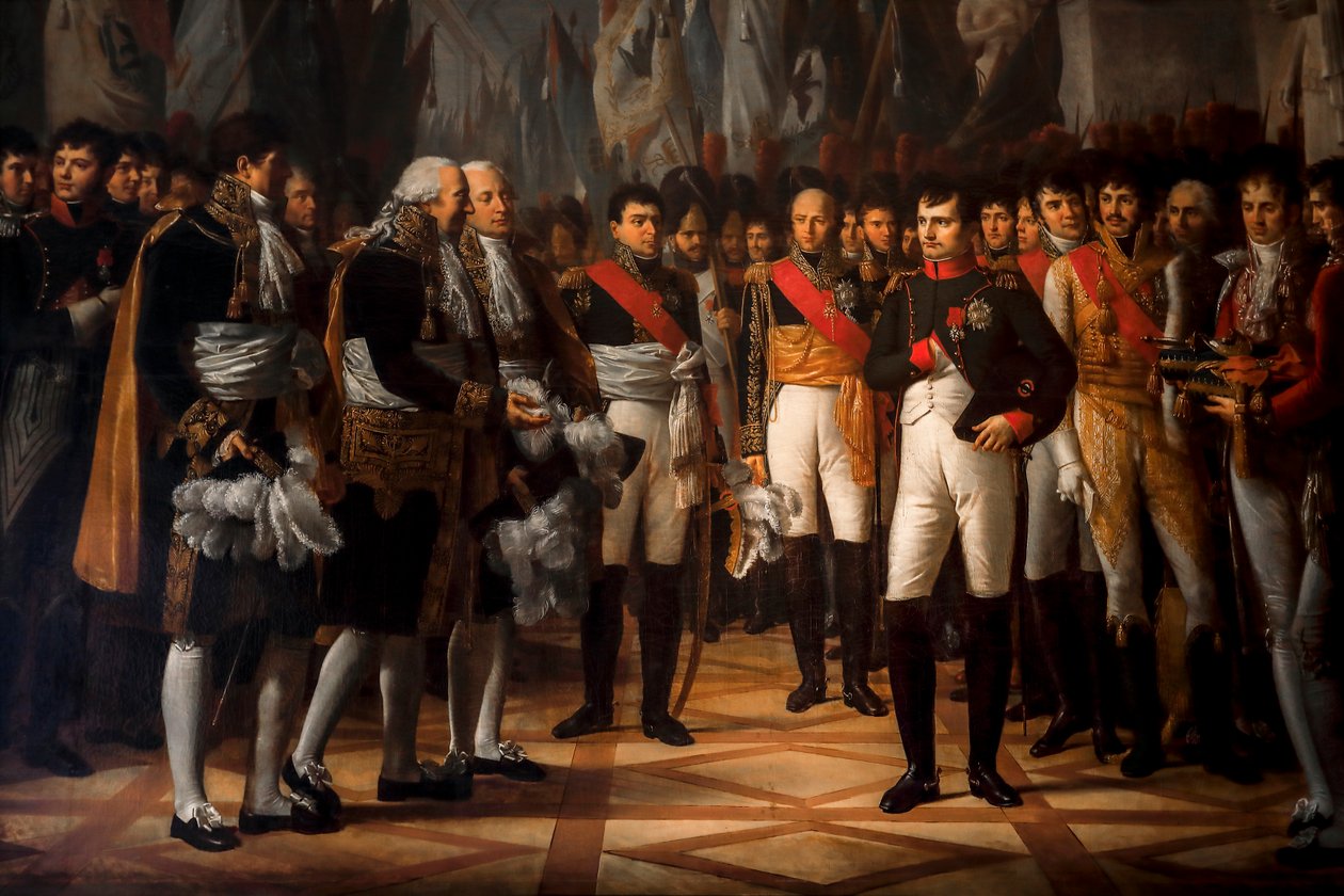 Napoleon ontvangt de senatoren in het Koninklijk Paleis in Berlijn door Rene Theodore Berthon