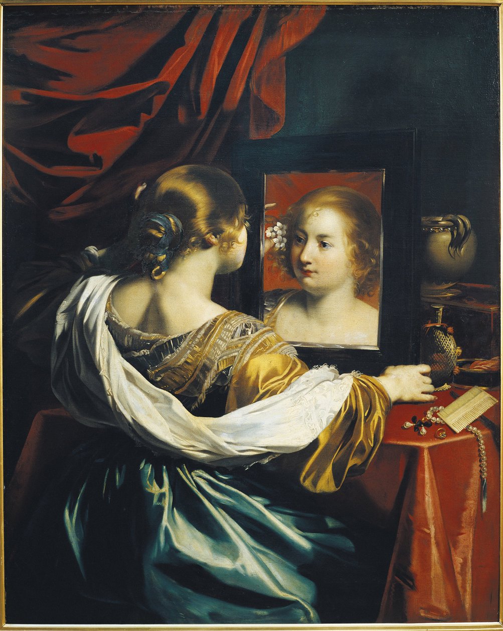 IJdelheid of Jonge vrouw bij haar toilet, ca. 1626 door Renieri