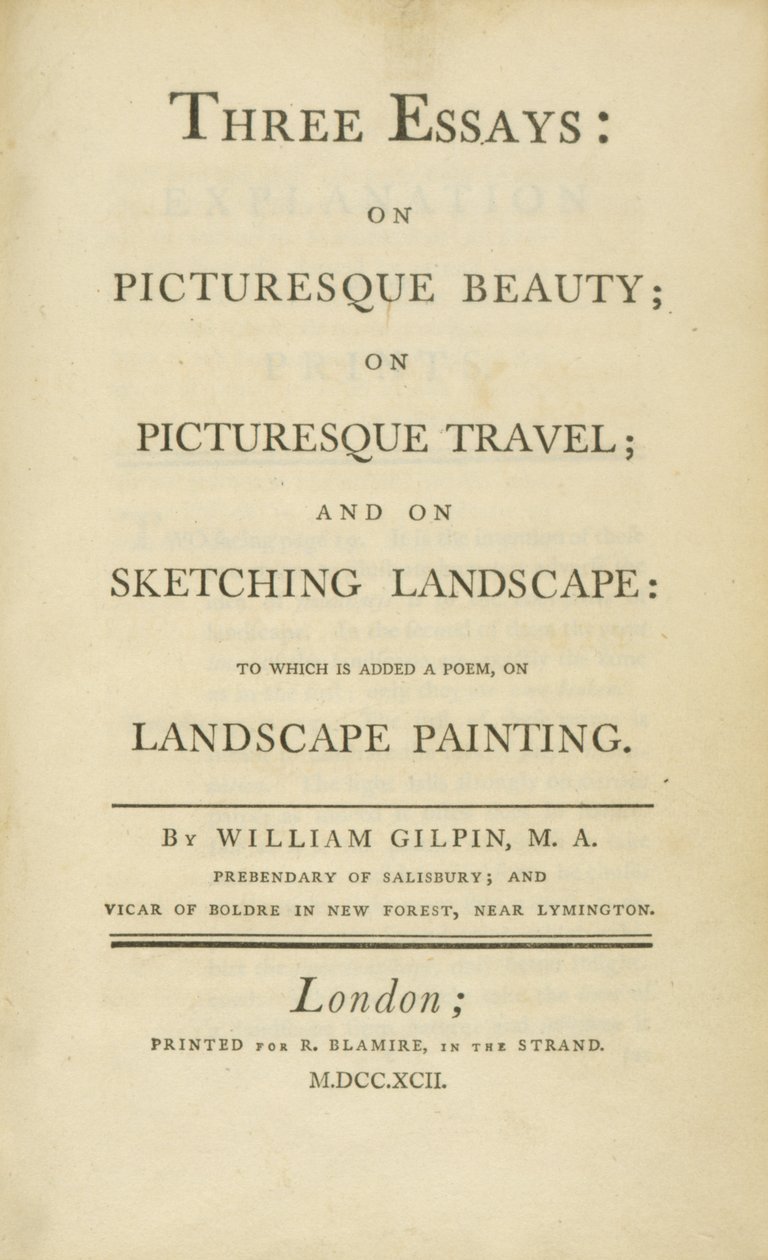Titelpagina, uit Drie Essays: over Pittoreske Schoonheid, over Pittoreske Reizen, en over Schetsen...1792 door Rev. William Gilpin