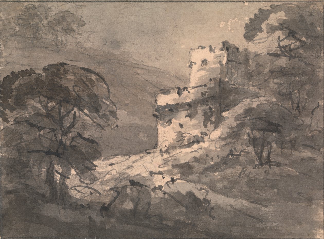 Landschap met een Vernietigd Kasteel aan de Rechterkant door Rev. William Gilpin