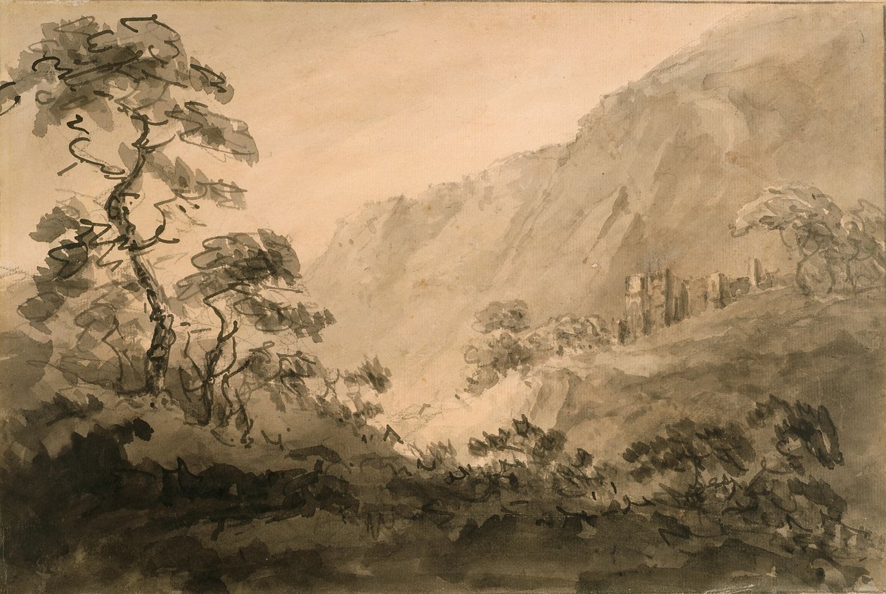Bergachtig landschap met ruïne door Rev. William Gilpin