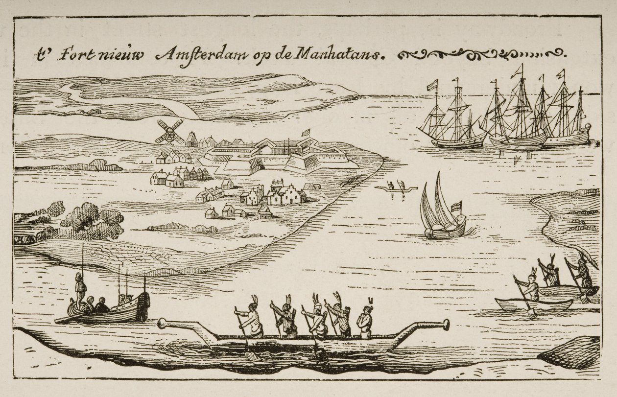 Fort en nederzetting van Nieuw Amsterdam op Manhattan Island in de jaren 1620, ca. 1880 door Reverend Samuel Manning