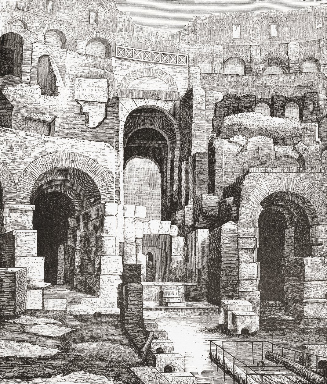 Interieur van het Colosseum, Rome, Italië sinds de opgravingen van 1874. Uit Italiaanse Afbeeldingen door Rev. Samuel Manning, gepubliceerd ca. 1890. door Reverend Samuel Manning