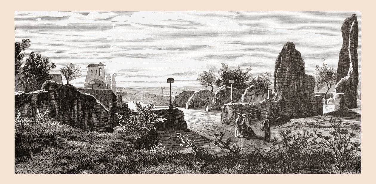 Ruïnes van het Paleis van de Caesars, Palatijnse Heuvel, Rome, Italië eind 19e eeuw. Uit Italiaanse afbeeldingen door Rev. Samuel Manning, gepubliceerd c.1890. door Reverend Samuel Manning