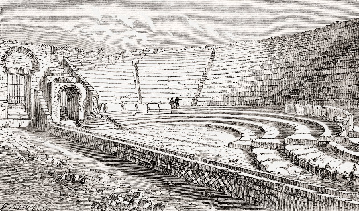 Het kleine theater, Pompeii, Napels, Italië uit Italiaanse afbeeldingen door Rev. Samuel Manning, gepubliceerd ca. 1890 door Reverend Samuel Manning