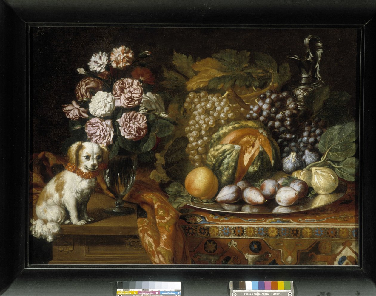 Stilleven met dwergspaniël door Reynaud Levieux