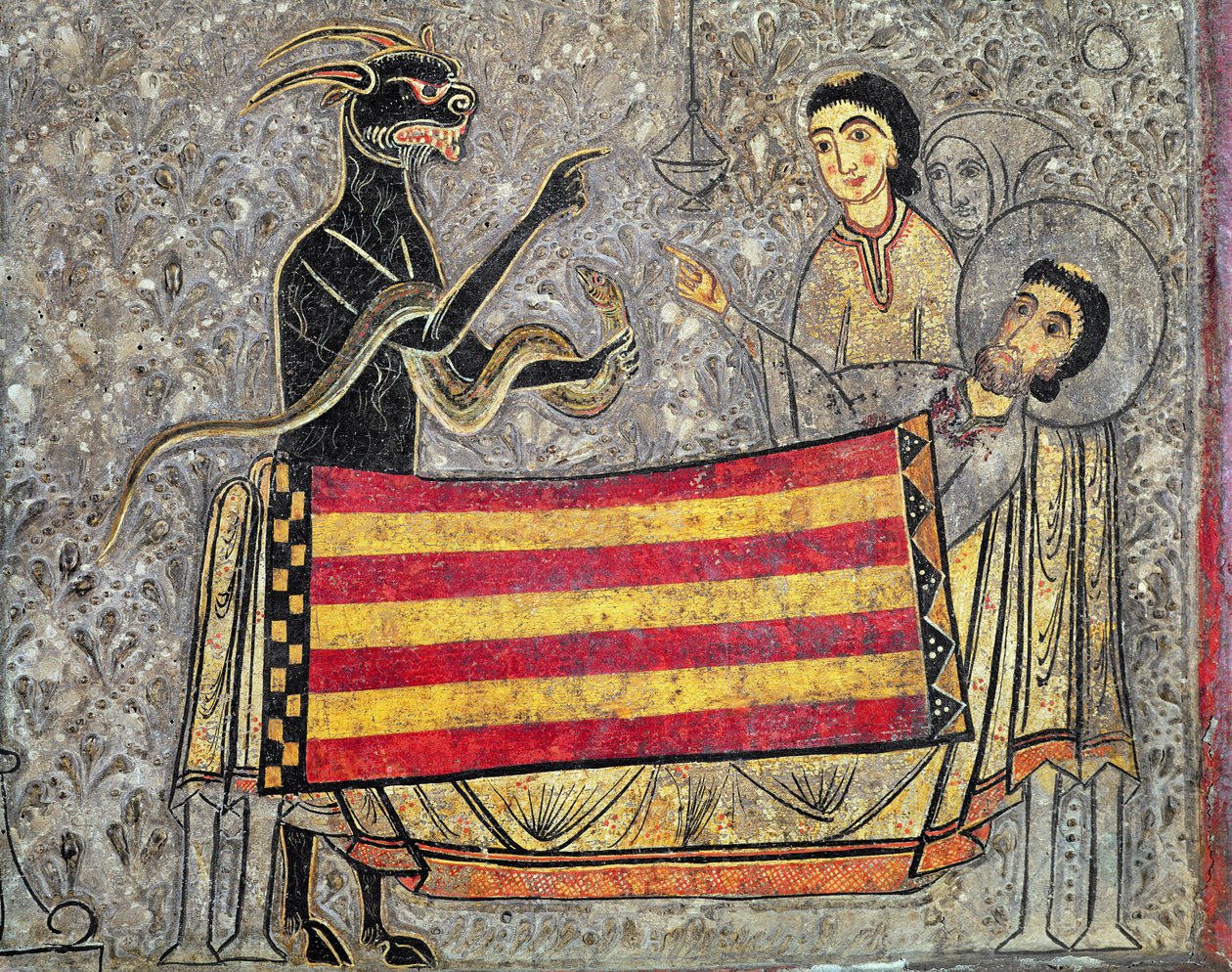 De dood van St. Martin van Tours, detail van een altaarfrontaal uit de kerk van Saint Martin in Chia, 1150-1200 (detail) door Ribagorça Workshop Johannes Pintor