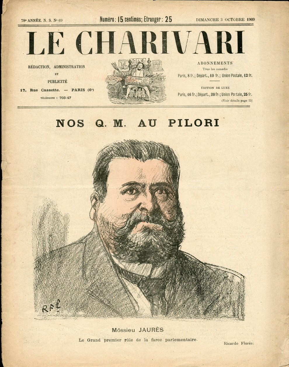Omslag van "The Charivari", Satirisch in kleuren door Ricardo Flores