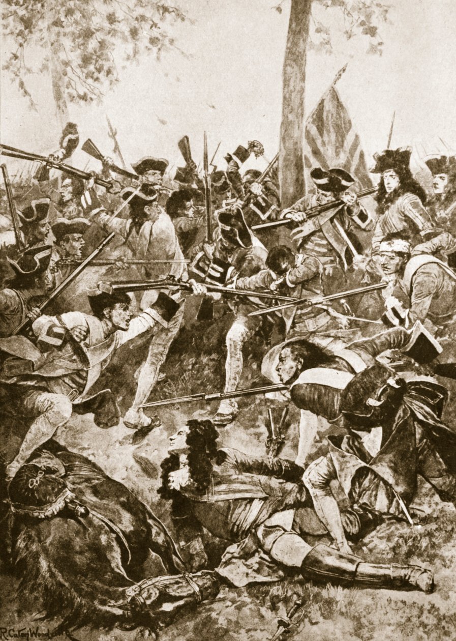 Slag bij Ramillies, 23 mei 1706: De aanval door het Ierse regiment door Richard Caton Woodville junior