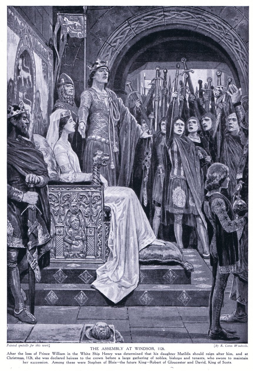 De vergadering in Windsor AD1126, jaren 1920 door Richard Caton Woodville junior