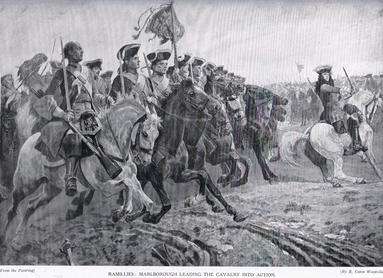 Ramillies: Marlborough leidt de cavalerie in actie, ca. 1910 door Richard Caton Woodville