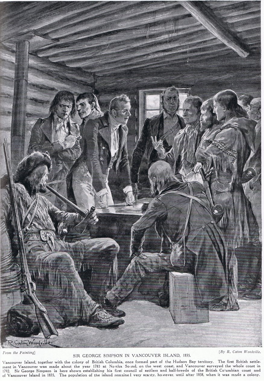 Sir George Simpson op Vancouver Island, 1855, illustratie uit 